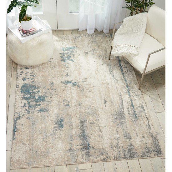 Nourison Maxell MAE17 Area Rug, Ivory/Teal, 5'3" x 7'3"