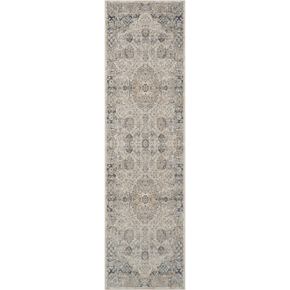 Kathy Ireland Home Malta MAI01 Runner Rug, Ivory/Blue, 2'2" x 7'7"