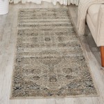 Kathy Ireland Home Malta MAI01 Runner Rug, Ivory/Blue, 2'2" x 7'7"