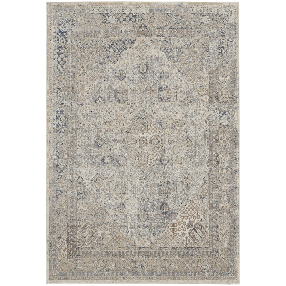 Kathy Ireland Home Malta MAI01 Area Rug, Ivory/Blue, 3'11" x 5'7"