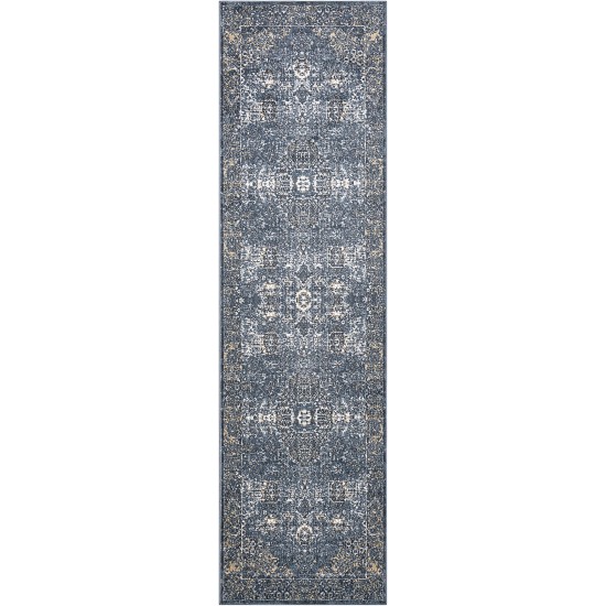 Kathy Ireland Home Malta MAI01 Runner Rug, Navy, 2'2" x 7'7"