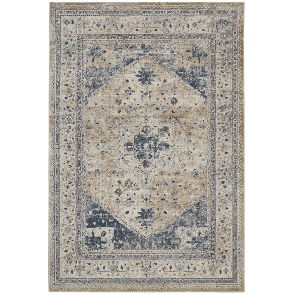 Kathy Ireland Home Malta MAI02 Area Rug, Beige/Blue, 3'11" x 5'7"