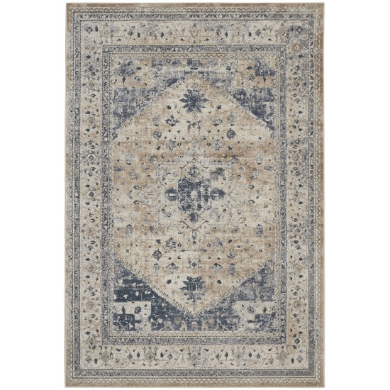 Kathy Ireland Home Malta MAI02 Area Rug, Beige/Blue, 5'3" x 7'7"