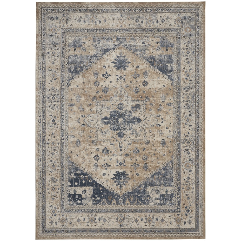 Kathy Ireland Home Malta MAI02 Area Rug, Beige/Blue, 9' x 12'