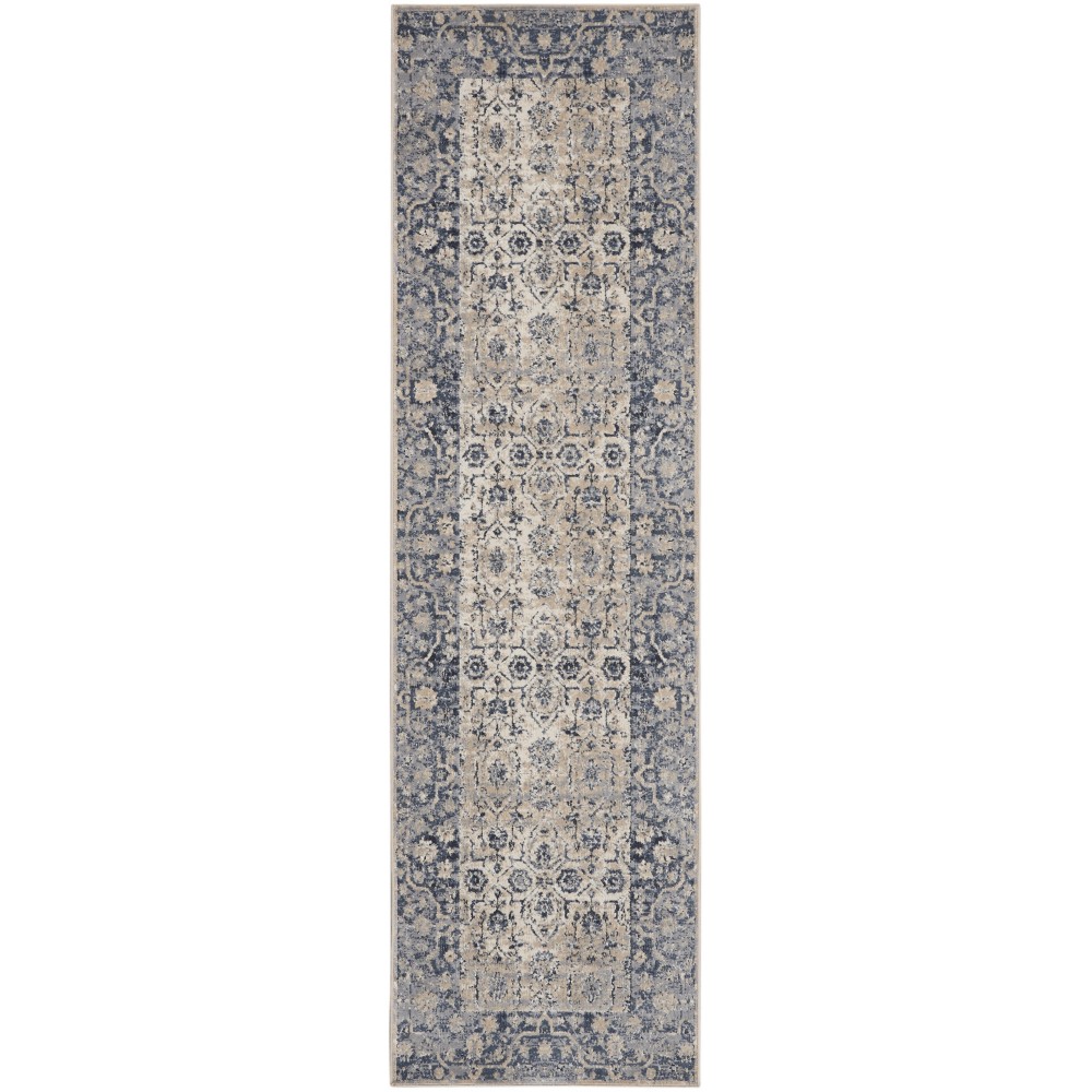 Kathy Ireland Home Malta MAI04 Runner Rug, Ivory/Blue, 2'2" x 7'7"