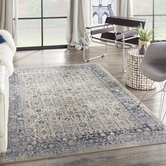 Kathy Ireland Home Malta MAI04 Area Rug, Ivory/Blue, 5'3" x 7'7"