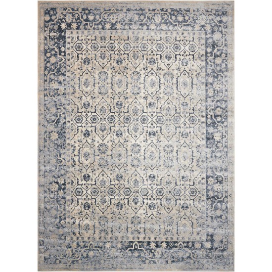 Kathy Ireland Home Malta MAI04 Area Rug, Ivory/Blue, 9' x 12'