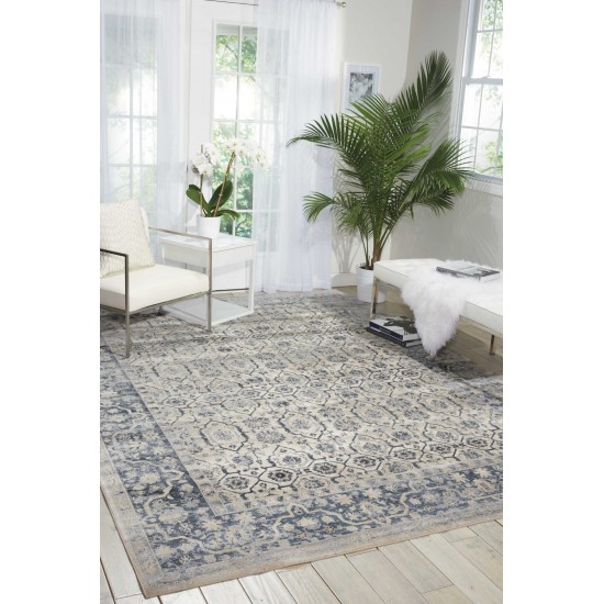 Kathy Ireland Home Malta MAI04 Area Rug, Ivory/Blue, 9' x 12'