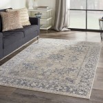 Kathy Ireland Home Malta MAI05 Area Rug, Ivory/Blue, 5'3" x 7'7"