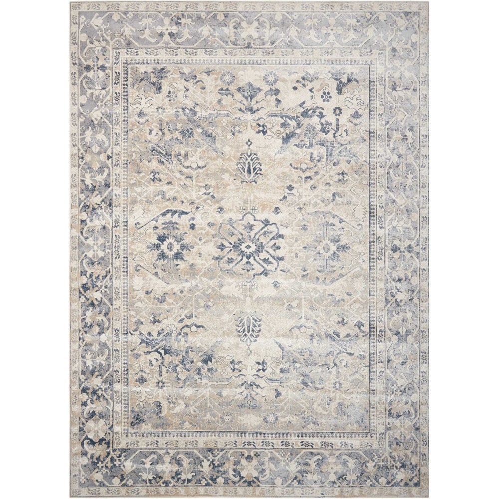 Kathy Ireland Home Malta MAI05 Area Rug, Ivory/Blue, 9' x 12'