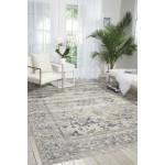 Kathy Ireland Home Malta MAI05 Area Rug, Ivory/Blue, 9' x 12'