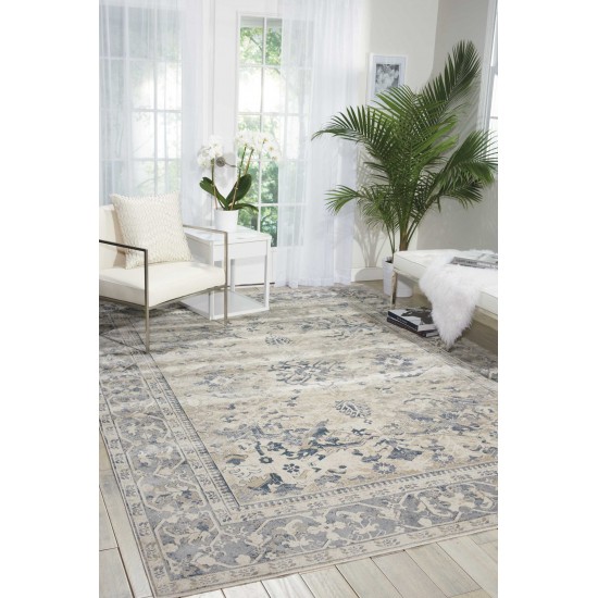 Kathy Ireland Home Malta MAI05 Area Rug, Ivory/Blue, 9' x 12'