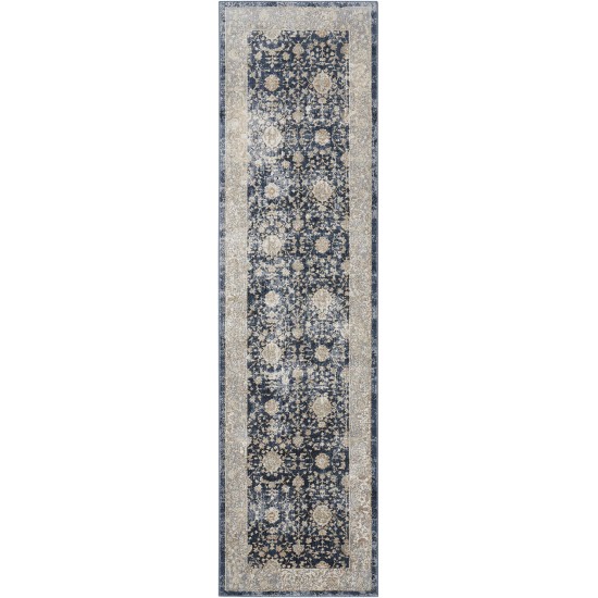 Kathy Ireland Home Malta MAI07 Runner Rug, Navy, 2'2" x 7'7"