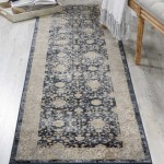 Kathy Ireland Home Malta MAI07 Runner Rug, Navy, 2'2" x 7'7"