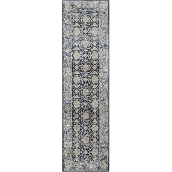 Kathy Ireland Home Malta MAI09 Runner Rug, Navy, 2'2" x 7'7"