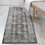Kathy Ireland Home Malta MAI09 Runner Rug, Navy, 2'2" x 7'7"