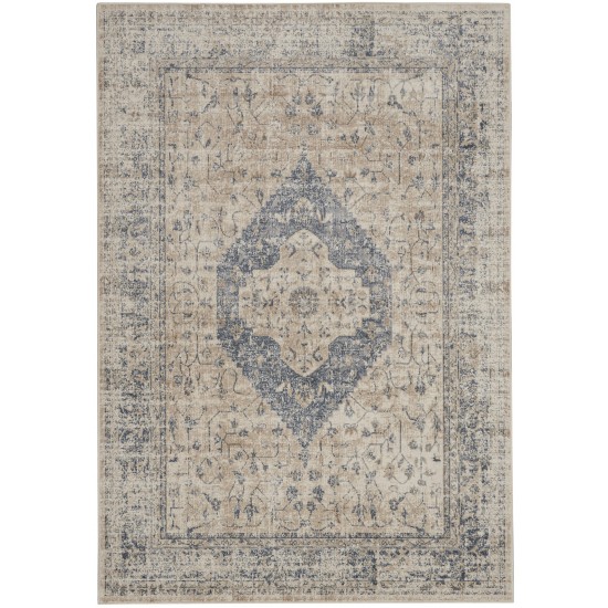 Kathy Ireland Home Malta MAI11 Area Rug, Ivory/Blue, 5'3" x 7'7"