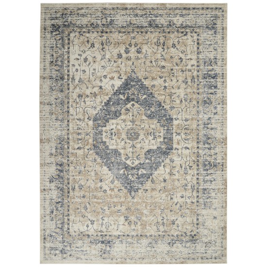 Kathy Ireland Home Malta MAI11 Area Rug, Ivory/Blue, 7'10" x 10'10"