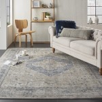 Kathy Ireland Home Malta MAI11 Area Rug, Ivory/Blue, 7'10" x 10'10"