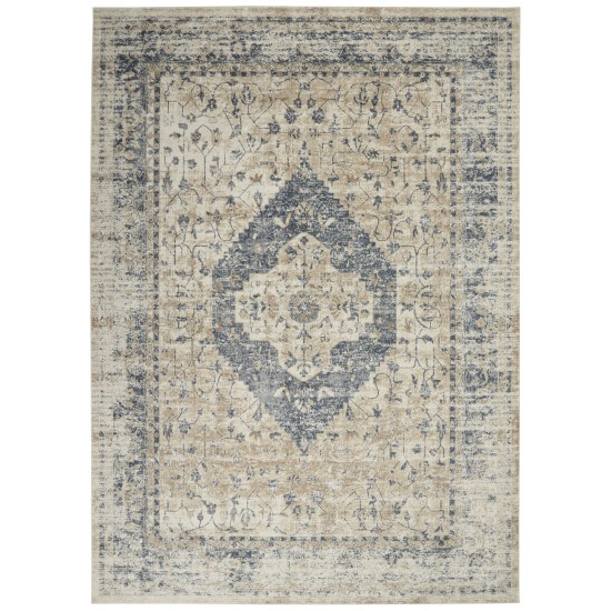 Kathy Ireland Home Malta MAI11 Area Rug, Ivory/Blue, 9' x 12'