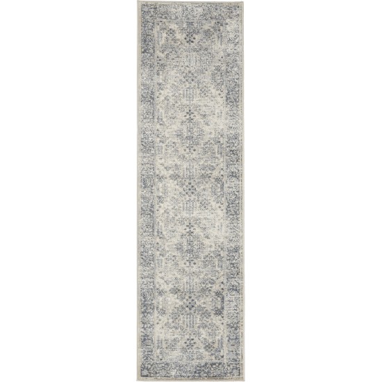 Kathy Ireland Home Malta MAI12 Runner Rug, Ivory/Blue, 2'2" x 7'7"