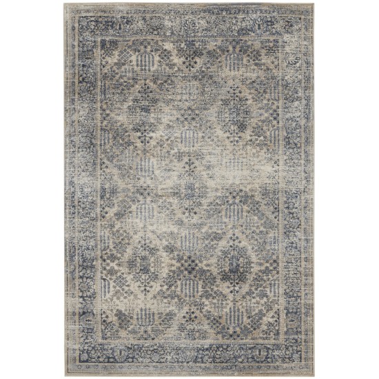 Kathy Ireland Home Malta MAI12 Area Rug, Ivory/Blue, 5'3" x 7'7"