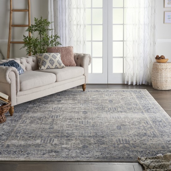 Kathy Ireland Home Malta MAI12 Area Rug, Ivory/Blue, 7'10" x 10'10"