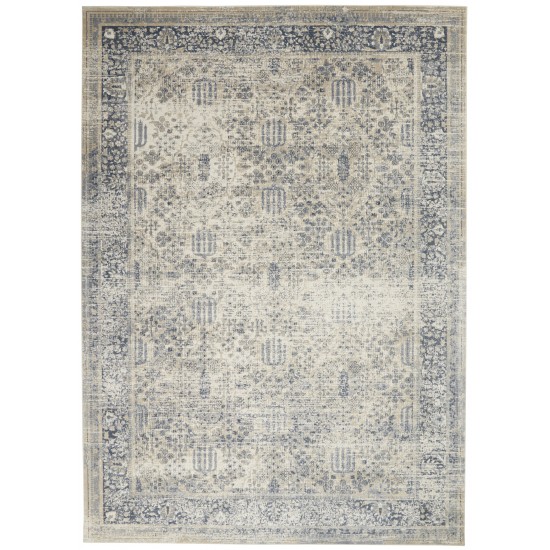 Kathy Ireland Home Malta MAI12 Area Rug, Ivory/Blue, 9' x 12'