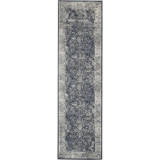 Kathy Ireland Home Malta MAI12 Runner Rug, Navy/Ivory, 2'2" x 7'7"