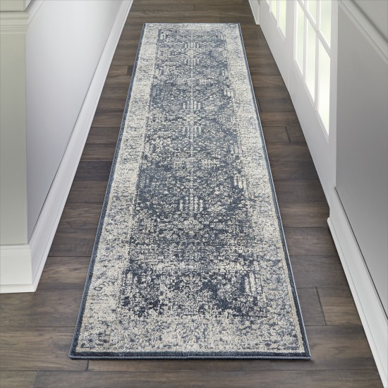 Kathy Ireland Home Malta MAI12 Runner Rug, Navy/Ivory, 2'2" x 7'7"