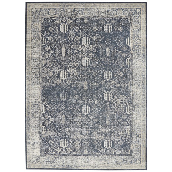 Kathy Ireland Home Malta MAI12 Area Rug, Navy/Ivory, 9' x 12'