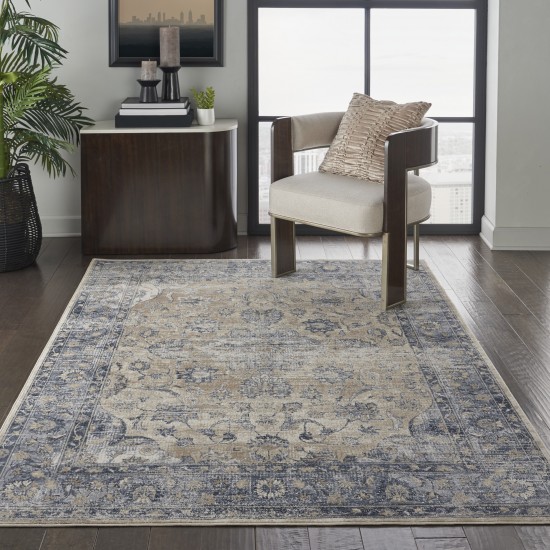 Kathy Ireland Home Malta MAI13 Area Rug, Blue/Ivory, 3'11" x 5'7"