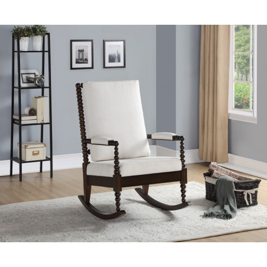 ACME Tristin Rocking Chair, Cream Fabric & Walnut