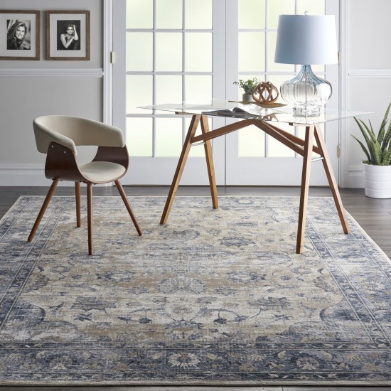 Kathy Ireland Home Malta MAI13 Area Rug, Blue/Ivory, 9' x 12'