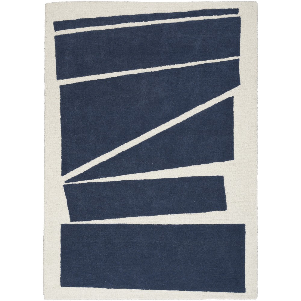 Nourison Modern Edge MDE02 Area Rug, Navy/Ivory, 5' x 7'