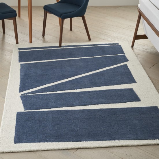 Nourison Modern Edge MDE02 Area Rug, Navy/Ivory, 5' x 7'