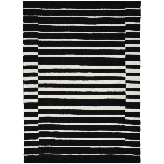 Nourison Modern Edge MDE03 Area Rug, Black/Ivory, 5' x 7'