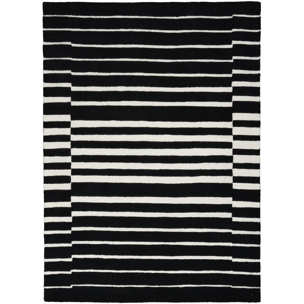 Nourison Modern Edge MDE03 Area Rug, Black/Ivory, 5' x 7'