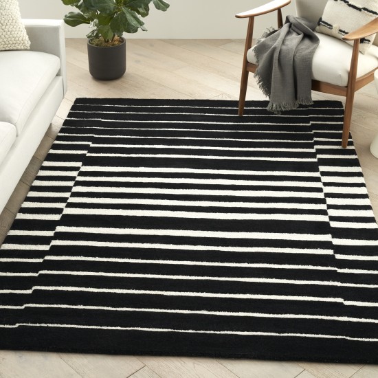 Nourison Modern Edge MDE03 Area Rug, Black/Ivory, 5' x 7'