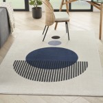 Nourison Modern Passion MDP04 Area Rug, Ivory/Blue, 4' x 6'