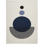 Nourison Modern Passion MDP04 Area Rug, Ivory/Blue, 5'3" x 7'3"