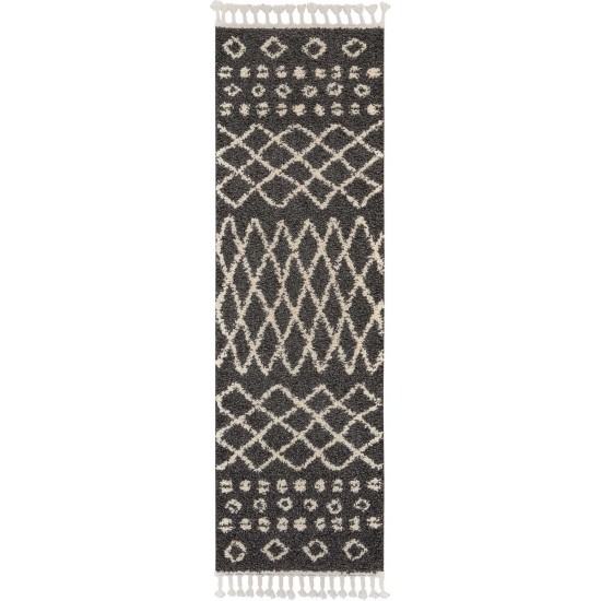 Nourison Moroccan Shag MRS02 Runner Rug, Charcoal, 2'2" x 8'1"