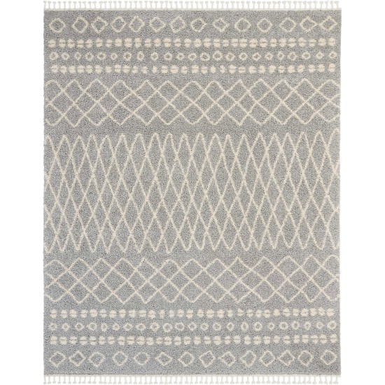 Nourison Moroccan Shag MRS02 Area Rug, Silver, 9'2" x 12'6"