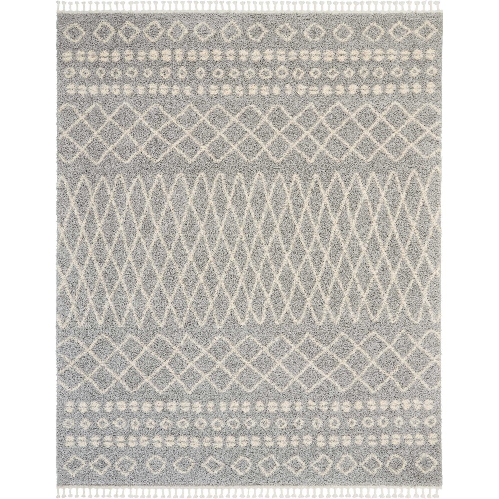 Nourison Moroccan Shag MRS02 Area Rug, Silver, 9'2" x 12'6"