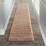 Nourison Malibu Shag MSG01 Runner Rug, Blush, 2'2" x 7'6"