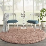 Nourison Malibu Shag MSG01 Area Rug, Blush, 6'7" x Round