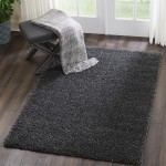 Nourison Malibu Shag MSG01 Area Rug, Dark Grey, 3'11" x 5'11"