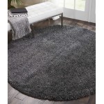 Nourison Malibu Shag MSG01 Area Rug, Dark Grey, 4' x Round