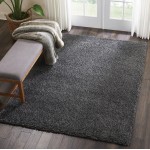 Nourison Malibu Shag MSG01 Area Rug, Dark Grey, 5'3" x 7'3"