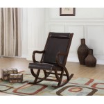 ACME Triton Rocking Chair, Espresso PU & Walnut